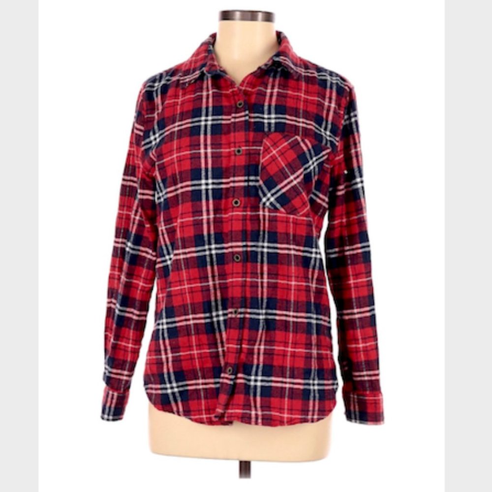 WOMENS Forever 21 Red Flannel Button-Down Shirt